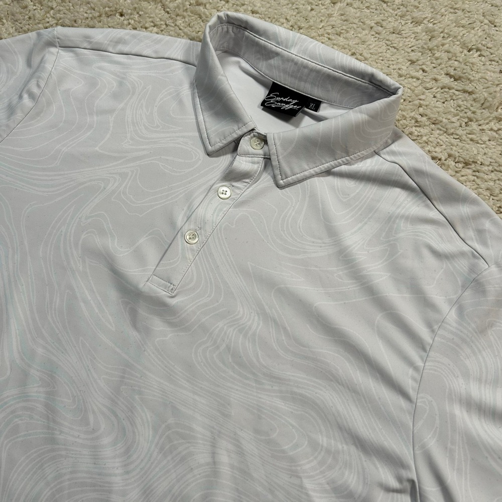 Sunday Swagger Polo XL Grey Marble Swirl Stretch Golf Shirt Short Sleeve